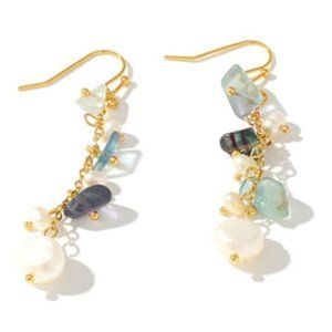 Tourmaline and Pearls on Gold Plated Copper Earrings